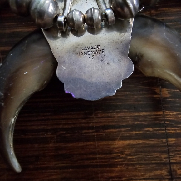 Vintage Native American Bear Claw Necklace Signed by ES (Elaine Sam) - Picture 4 of 11